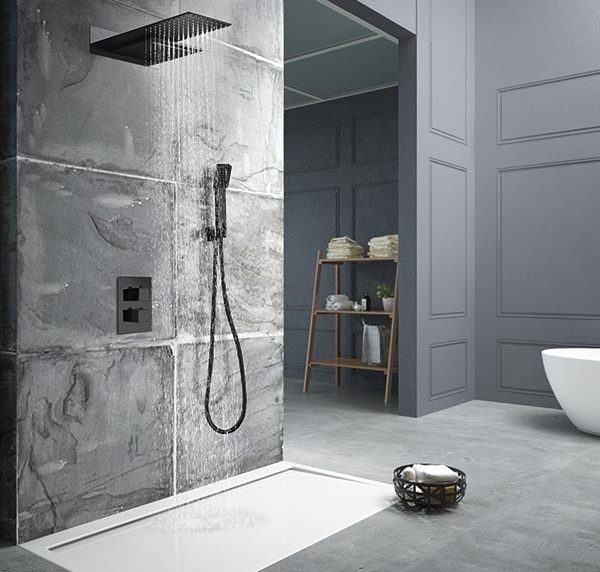 Grifería Empotrada Termostática Rodas Negro Mate