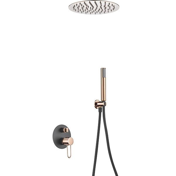 Grifería Empotrada Monomando Thalos Negro Oro Rosa