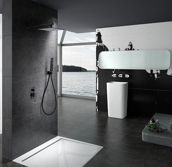 Grifería Empotrada Monomando Suecia Negro Mate