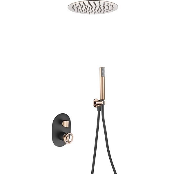 Grifería Empotrada Monomando Vesubio Negro Mate Oro Rosa