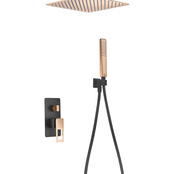 Grifería Empotrada Monomando Estocolmo Negro Mate Oro Rosa