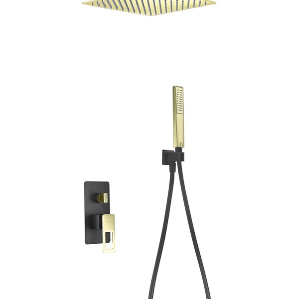 Grifería Empotrada Monomando Estocolmo Negro Oro Brillo