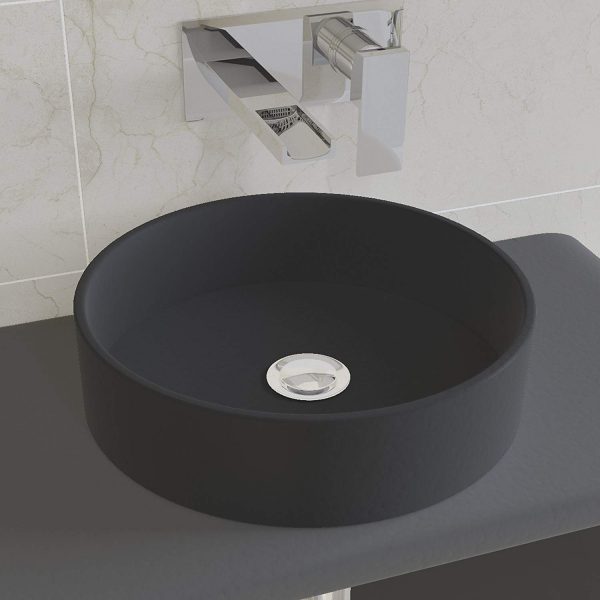 Lavabo Porcelana Osiris Negro Mate  Extrafino 35x35x12