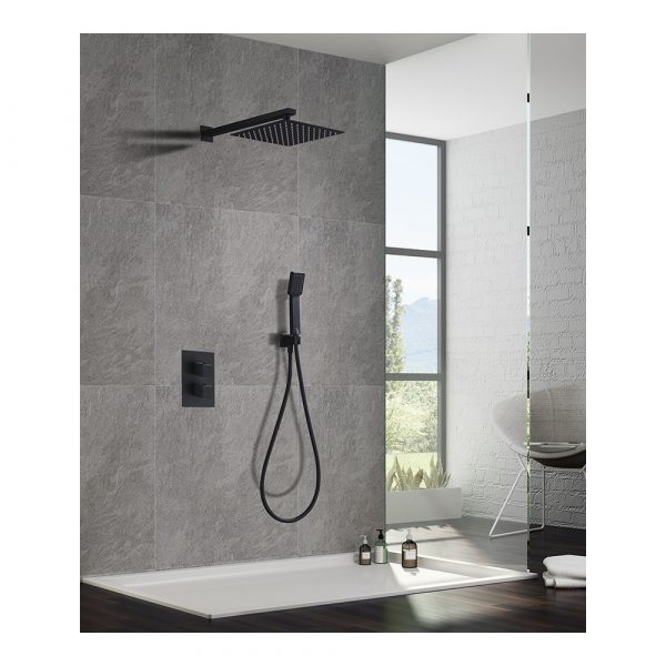Ducha Empotrada Termostática Cies Negro Mate