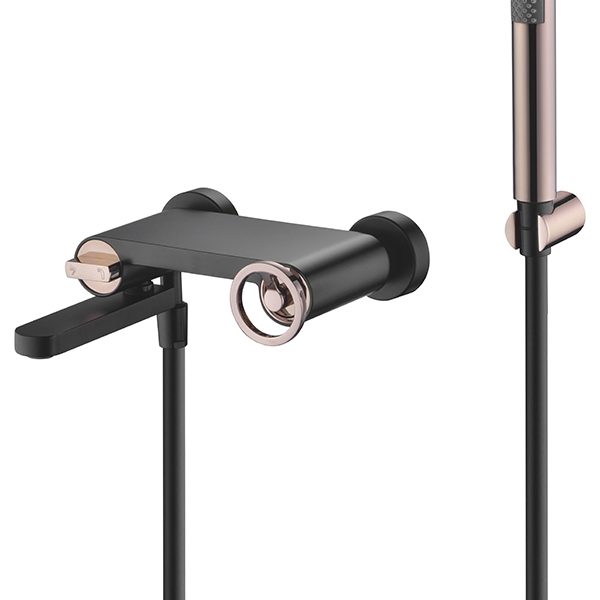 Griferia Baño/Ducha Olimpo Negro Oro Rosa