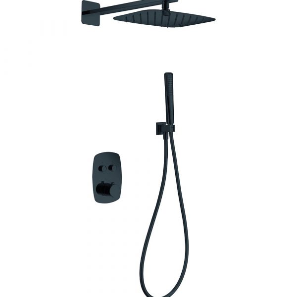 Ducha Empotrada Termostática Hidra Negro Mate