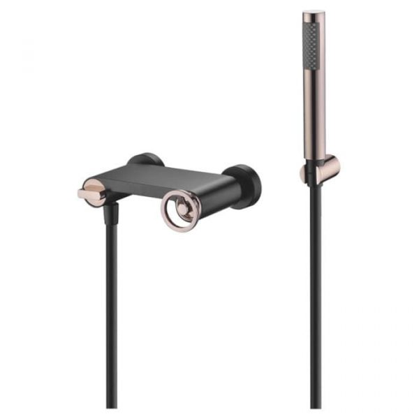 Griferia Ducha Olimpo Negro Oro Rosa