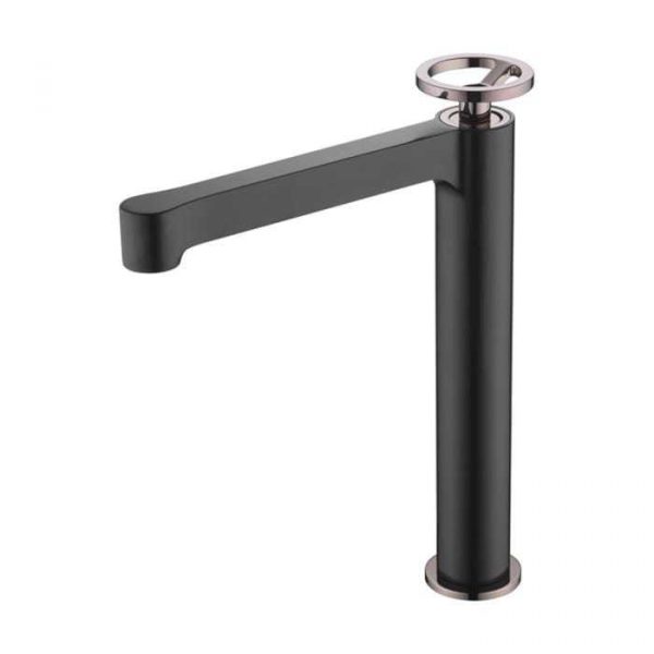 Monomando Lavabo Alto Olimpo Negro Oro Rosa