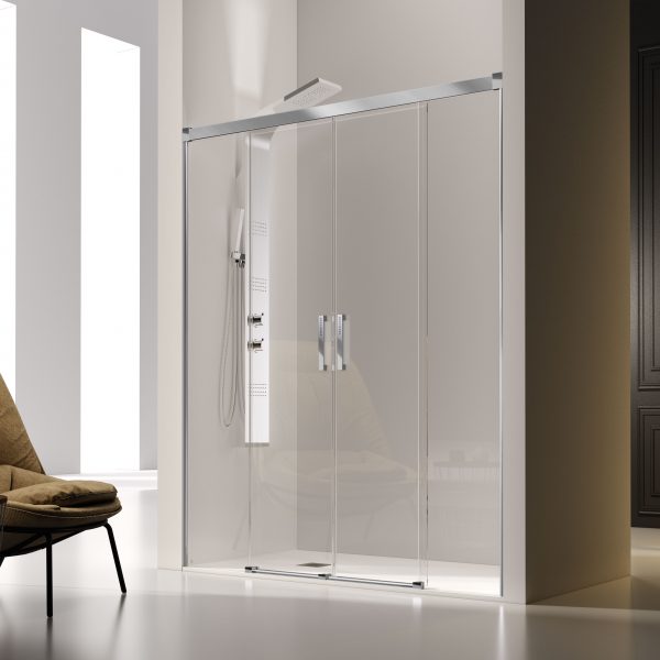 Frontal Ducha Glase GS100 2 Fijos+ 2 Puertas Correderas Vidrio Transparente