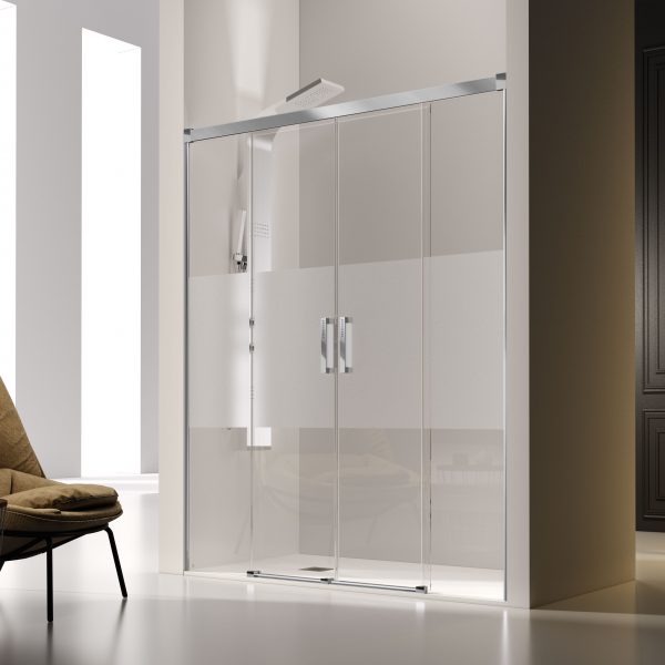 Frontal Ducha Glase  GS100 2 Fijos+ 2 Puertas Correderas Vidrio Decor Bora
