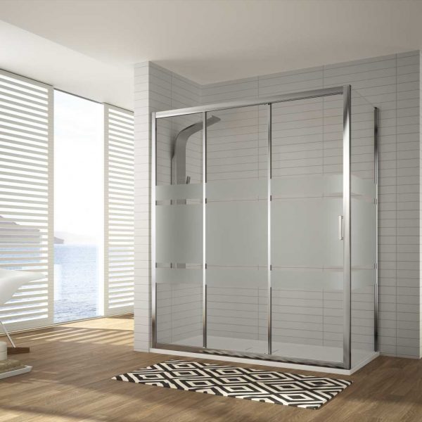 Frontal Ducha Diana DI101 Fijo+2 Puertas Correderas Vidrio Decor Bali