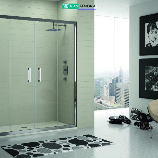 Frente Ducha S300 TR100 2 Fijos + 2 Puertas Correderas Vidrio Transparente