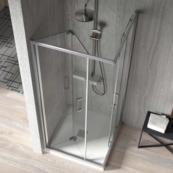 Angular Ducha S300 TR705+TR707 Plegable + Corredera Vidrio Transparente