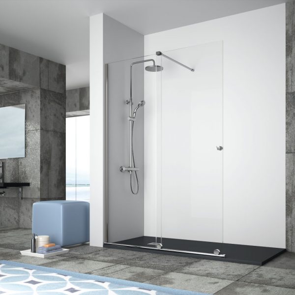 Frontal Ducha Volare VO102 Fijo + Puerta Corredera Vidrio Transparente