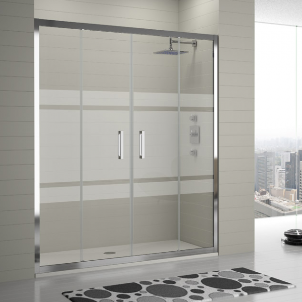 Frente Ducha S300 TR100 2 Fijos + 2 Puertas Correderas Vidrio Decor Bali