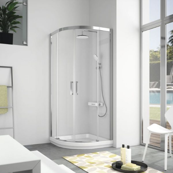 Semicircular Ducha S400 CU130/131 2 Fijos + 2 Puertas Corredera Vidrio Transparente