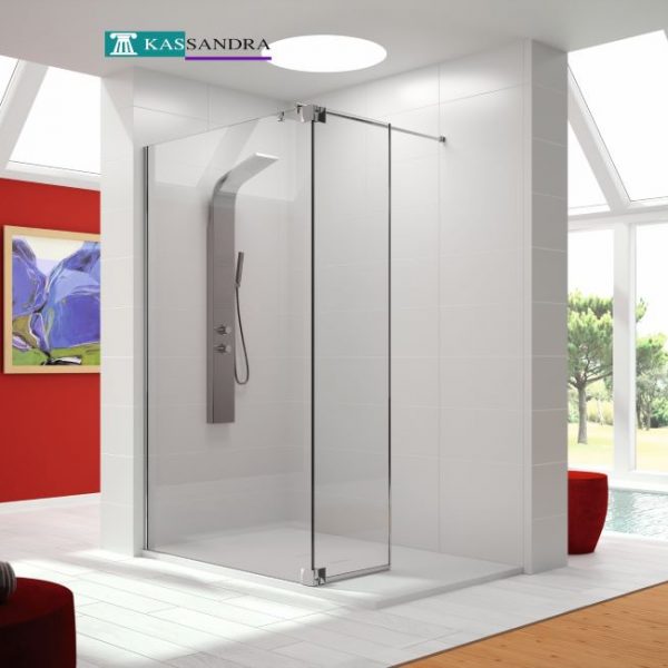 Panel Fijo De Ducha + Puerta Abatible Fresh FR423 Vidrio Transparente