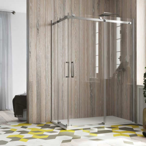 Angular Ducha Liberty LI105 2 Fijos + 2 Correderas Vidrio Transparente