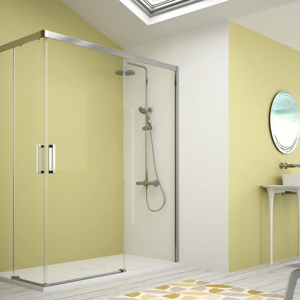 Angular Ducha S400 CU607+Cu607 2 Fijos + 2 Puertas Corredera Vidrio Transparente