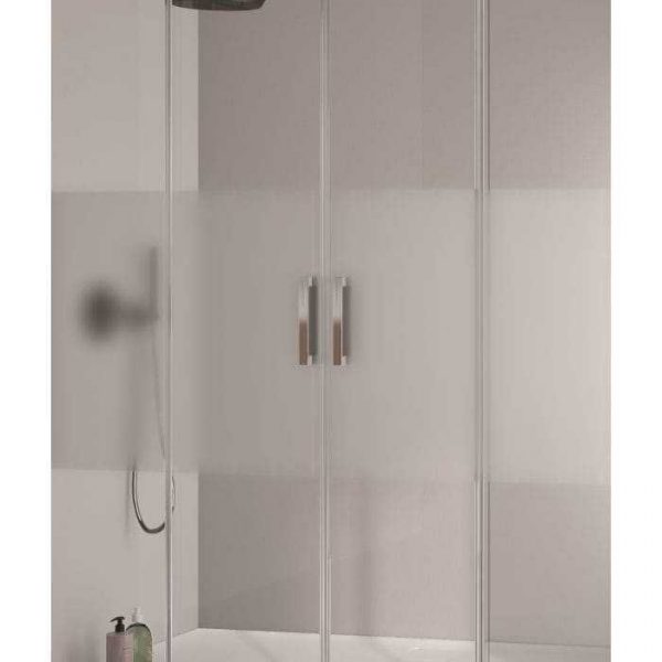 Frontal Ducha Glase GS 100 01 Lacado Blanco 2 Fijos+ 2 Puertas Correderas Decor Bora