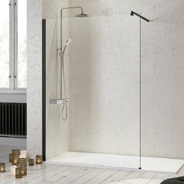 Panel Fijo De Ducha Fresh FR643 Negro Mate Vidrio Transparente