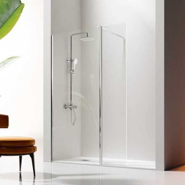 Panel Fijo De Ducha + Puerta Abatible Giro GR524 Vidrio Transparente