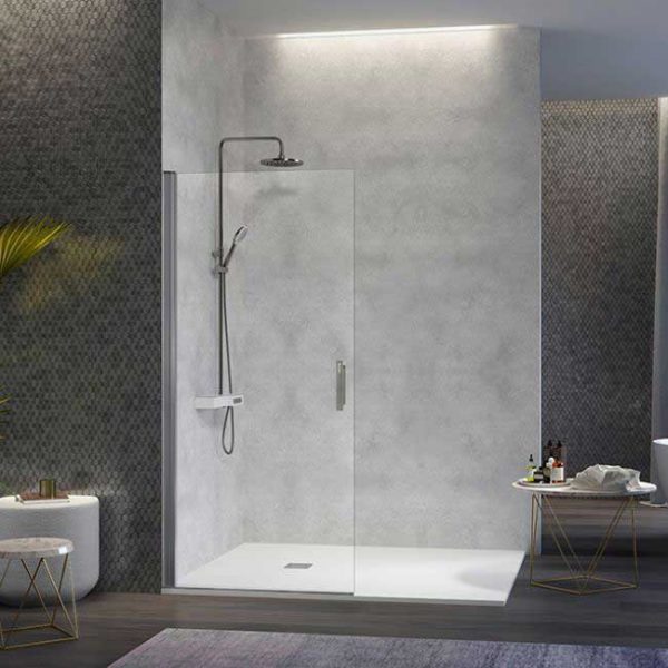 Panel De Ducha Nardi Puerta Abatible sin Perfil de Cierre NA520 Vidrio Transparente