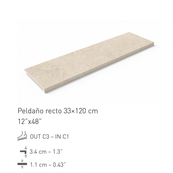 Peldaño Recto Savoy 33x120cm.