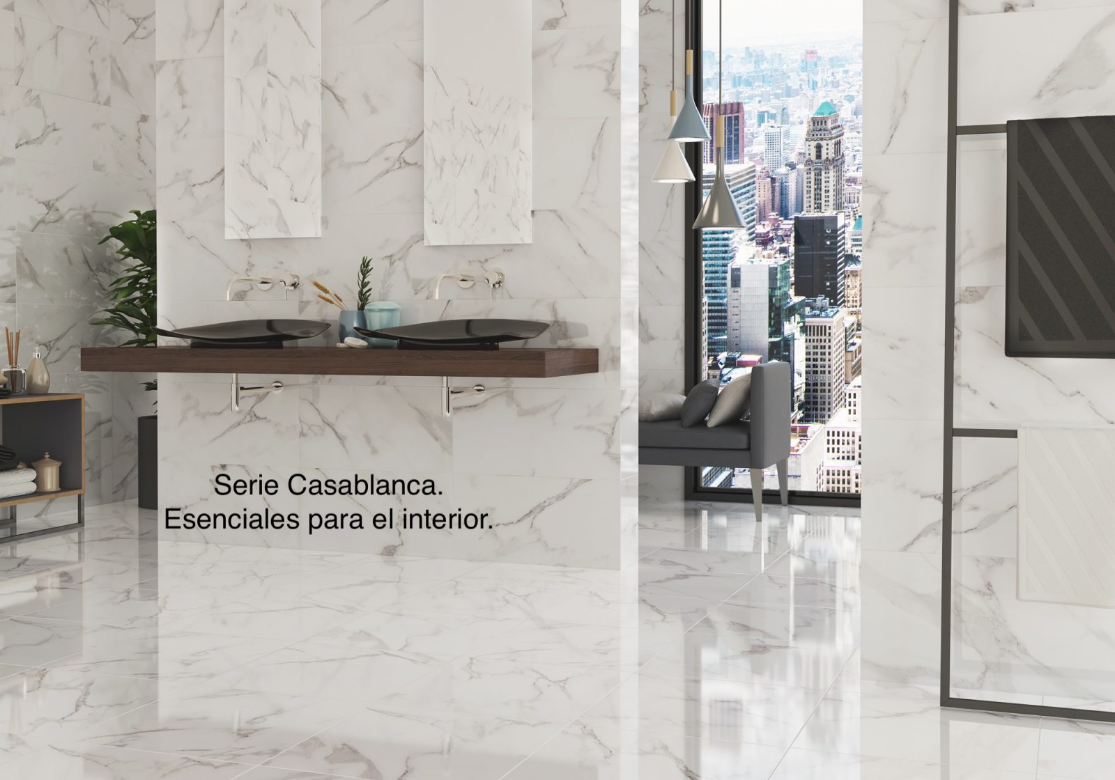 Estancia con pavimento Casablanca
